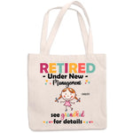 Retired Under New Management See Grandkids For Detail - Family Personalized Custom Tote Bag - Gift For Grandma, Grandpa