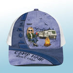 Camp Hair Don't Care - Camping Personalized Custom Mesh-back Baseball Cap, Baseball Trucker Cap - Gift For Campers, Women