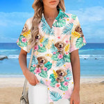 Custom Photo A Happy Family Is But An Earlier Heaven - Family Personalized Custom Unisex Tropical Hawaiian Aloha Shirt - Summer Vacation Gift, Gift For Family Members, Pet Owners, Pet Lovers