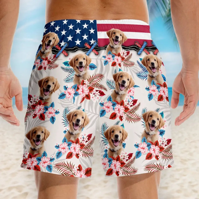 Custom Photo Enjoy Summer - Dog & Cat Personalized Custom Tropical Hawaiian Aloha Men Beach Shorts - 4th of July, Summer Vacation Gift, Birthday Party Gift For Dog Lovers, Pet Lovers