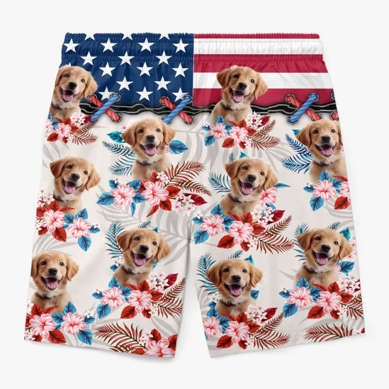 Custom Photo Enjoy Summer - Dog & Cat Personalized Custom Tropical Hawaiian Aloha Men Beach Shorts - 4th of July, Summer Vacation Gift, Birthday Party Gift For Dog Lovers, Pet Lovers