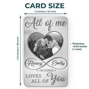 Photo personnalisée « Tout de moi, tout de toi » - Carte portefeuille en aluminium personnalisée pour couple - Cadeau pour mari et femme, anniversaire