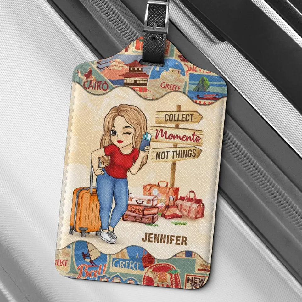 To Travel Is To Live And Collect Moments - Travel Personalized Custom Luggage Tag - Holiday Vacation Gift, Gift For Adventure Travel Lovers