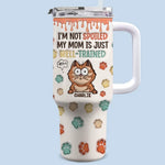 My Mom Is Just Well-Trained - Cat Personalized Custom 3D Inflated Effect Printed 40 Oz Stainless Steel Tumbler With Handle - Gift For Pet Owners, Pet Lovers