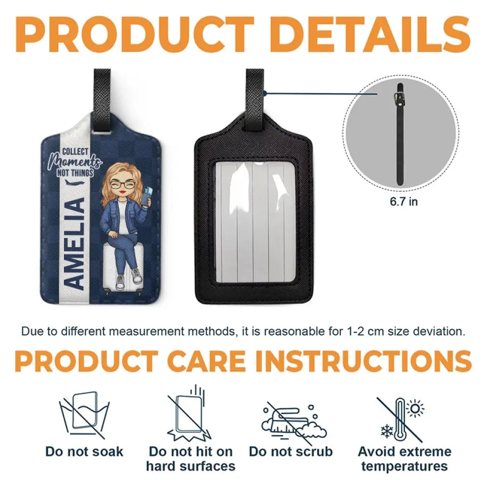 Go With Me, Collect Moments, Not Things - Travel Personalized Custom Luggage Tag - Holiday Vacation Gift, Gift For Adventure Travel Lovers