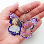 Custom Photo Live Like A Butterfly - Memorial Personalized Custom Shaped Acrylic Keychain - Sympathy Gift For Family