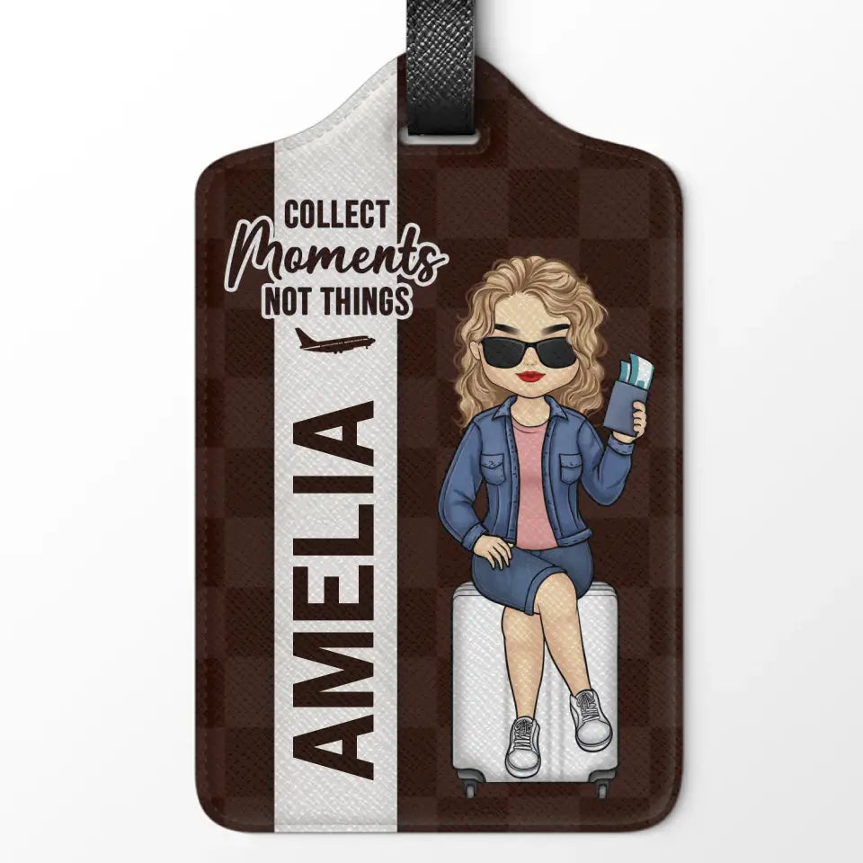 Go With Me, Collect Moments, Not Things - Travel Personalized Custom Luggage Tag - Holiday Vacation Gift, Gift For Adventure Travel Lovers