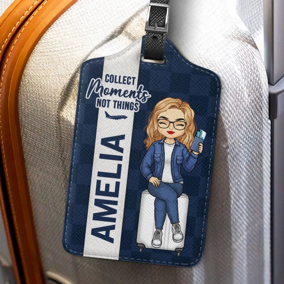 Go With Me, Collect Moments, Not Things - Travel Personalized Custom Luggage Tag - Holiday Vacation Gift, Gift For Adventure Travel Lovers