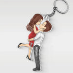 The Day Our Journey Began - Couple Personalized Custom Shaped Acrylic Keychain - Gift For Husband, Wife, Couple