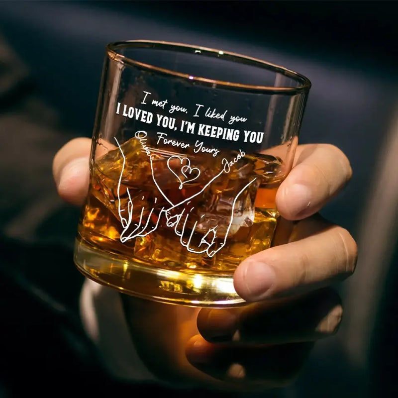 You Had Me At Hello - Couple Personalized Custom Whiskey Glass - Gift For Couple, Husband, Wife