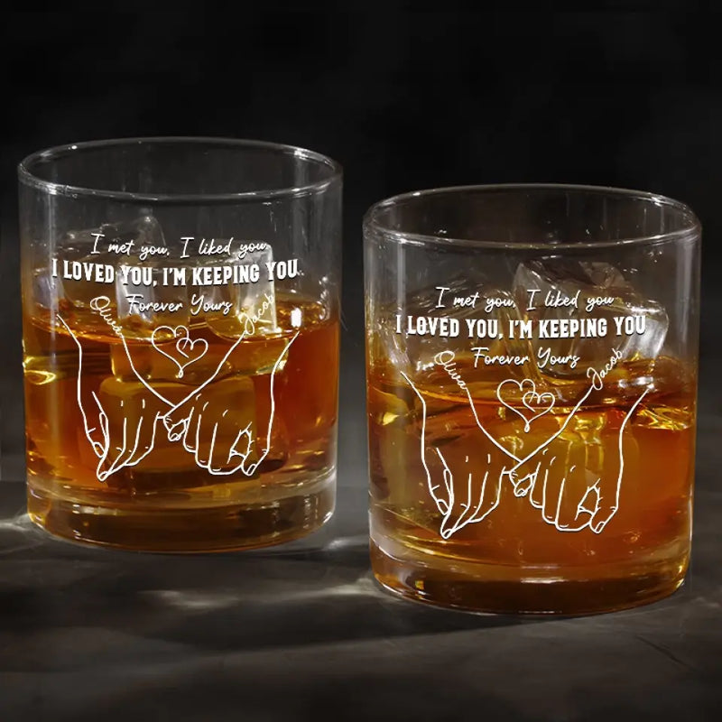 You Had Me At Hello - Couple Personalized Custom Whiskey Glass - Gift For Couple, Husband, Wife