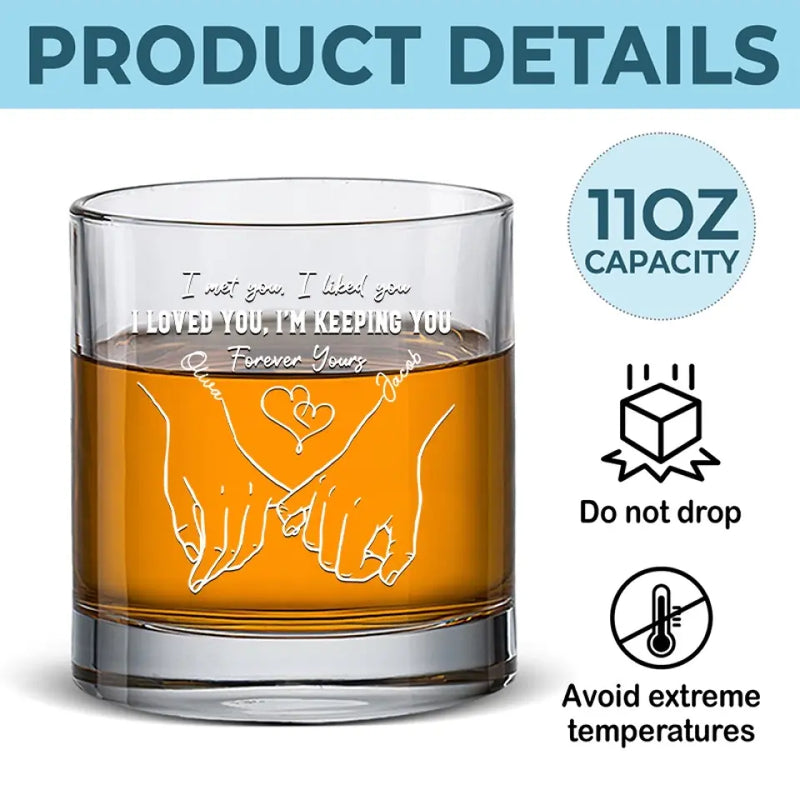 You Had Me At Hello - Couple Personalized Custom Whiskey Glass - Gift For Couple, Husband, Wife