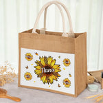 We Live And Bloom With Grace - Family Personalized Custom Tote Gift Bags, Jute Tote Bags, Beach Bags - Gift For Grandma, Mom