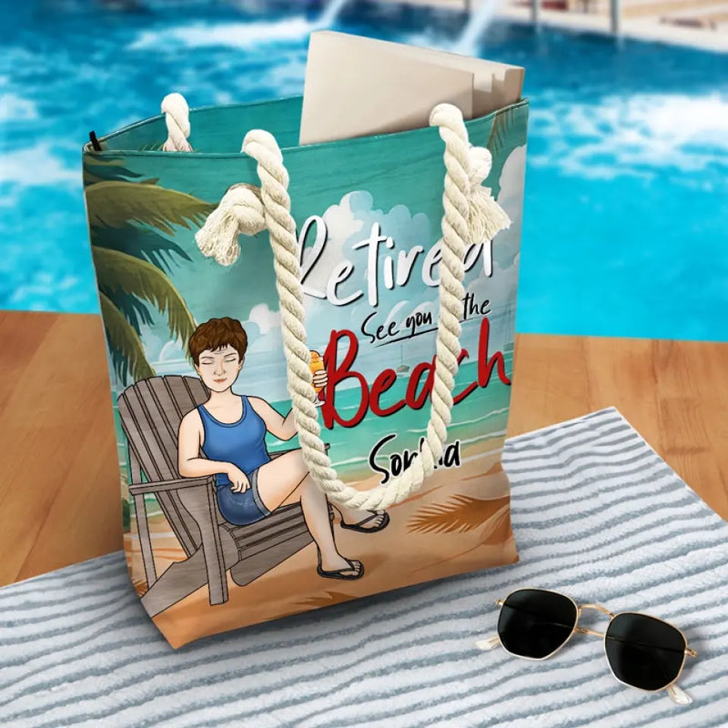 Time To Enjoy The Finer Things - Family Personalized Custom Beach Bag - Appreciation, Retirement Gift For Grandma, Retirees