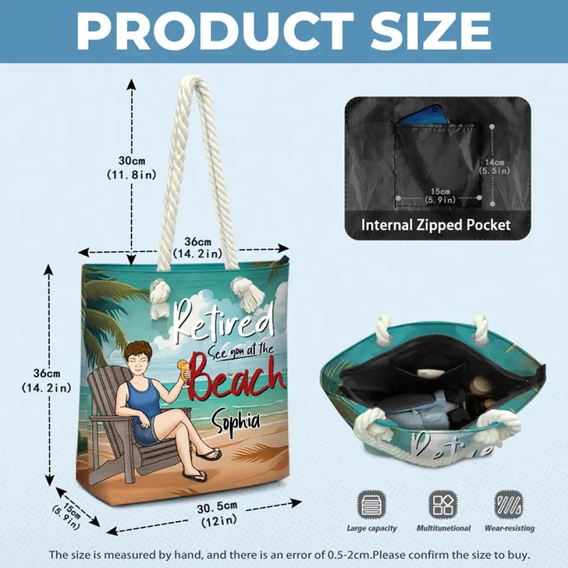 Time To Enjoy The Finer Things - Family Personalized Custom Beach Bag - Appreciation, Retirement Gift For Grandma, Retirees