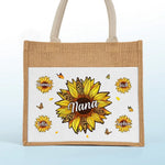 We Live And Bloom With Grace - Family Personalized Custom Tote Gift Bags, Jute Tote Bags, Beach Bags - Gift For Grandma, Mom