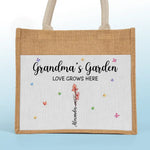 Grandma's Garden - Family Personalized Custom Tote Gift Bags, Jute Tote Bags, Beach Bags - Gift For Mom, Grandma