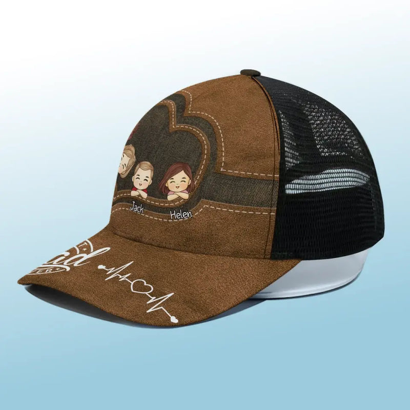 We Belongs To The Best Dad Ever - Family Personalized Custom Mesh-back Baseball Cap, Baseball Trucker Cap - Gift For Dad