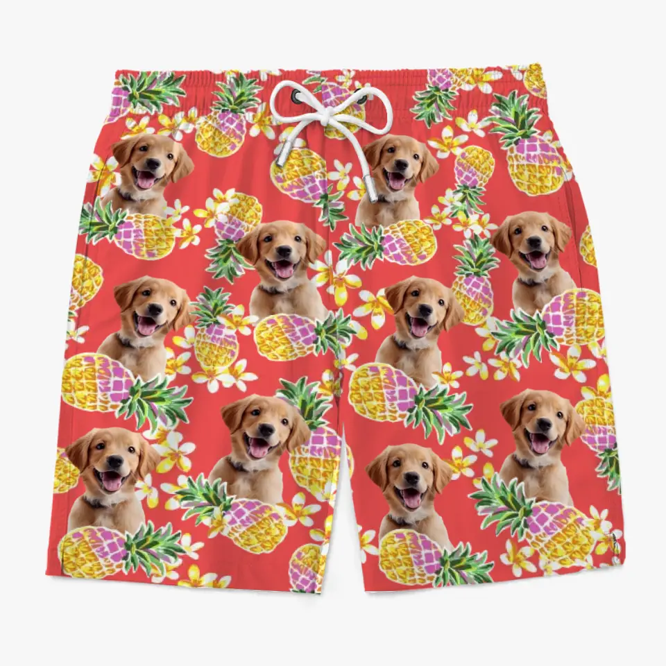 Custom Photo Running Towards The Sun - Dog & Cat Personalized Custom Tropical Hawaiian Aloha Men Beach Shorts - Summer Vacation Gift, Birthday Party Gift For Pet Owners, Pet Lovers