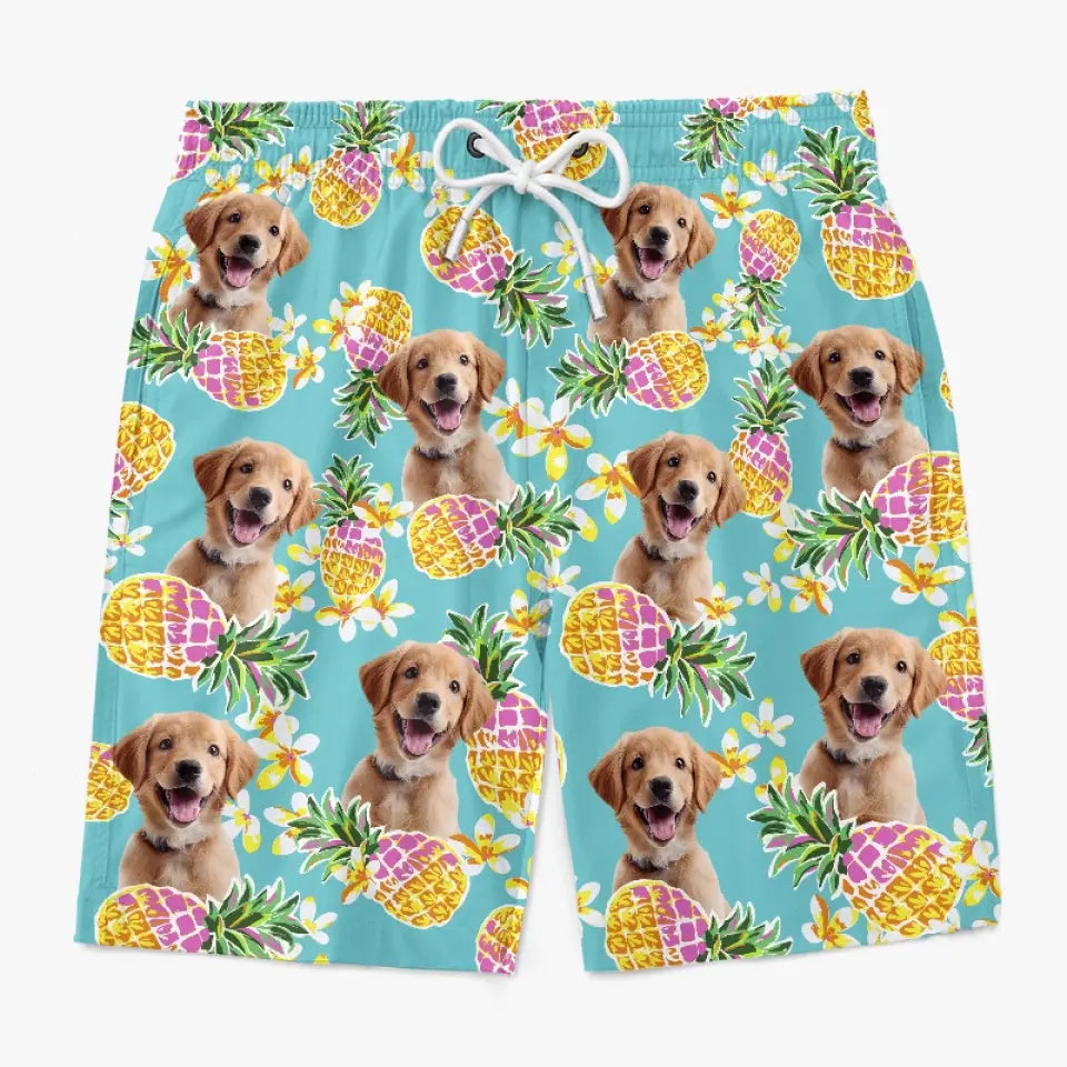Custom Photo Running Towards The Sun - Dog & Cat Personalized Custom Tropical Hawaiian Aloha Men Beach Shorts - Summer Vacation Gift, Birthday Party Gift For Pet Owners, Pet Lovers