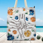 I Wanna Hold Your Hand And Discover The World - Family Personalized Custom Beach Bag - Gift For Mom, Grandma