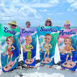 Custom Photo Me And The Ocean - Family Personalized Custom Beach Towel - Summer Vacation Gift, Birthday Pool Party Gift For Women