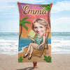 Custom Photo Summer Vibes - Family Personalized Custom Beach Towel - Summer Vacation Gift, Birthday Pool Party Gift For Family Members
