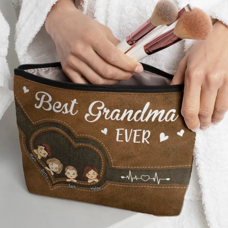 Best Grandma Ever - Family Personalized Custom Cosmetic Bag - Gift For Grandma
