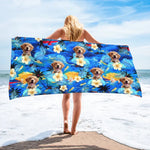 Custom Photo Furry Friends And Sunny Days - Dog & Cat Personalized Custom Beach Towel - Summer Vacation Gift, Birthday Pool Party Gift For Dog Lovers