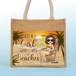 Life Is Better At The Beach - Bestie Personalized Custom Tote Gift Bags, Jute Tote Bags, Beach Bags - Gift For Bestie, Sisters, Wife