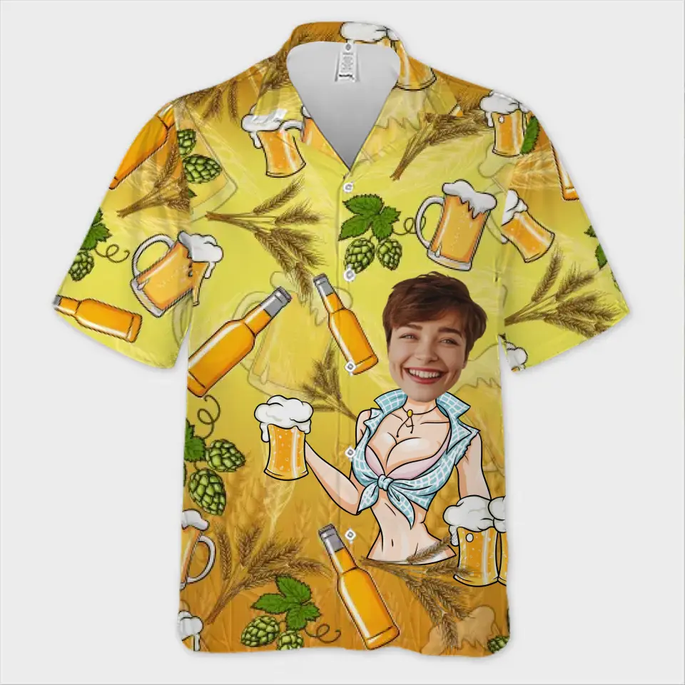 Custom Photo Love Is In The Summer Air - Couple Personalized Custom Unisex Tropical Hawaiian Aloha Shirt - Summer Vacation Gift, Gift For Husband Wife, Anniversary