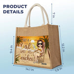 Life Is Better At The Beach - Bestie Personalized Custom Tote Gift Bags, Jute Tote Bags, Beach Bags - Gift For Bestie, Sisters, Wife
