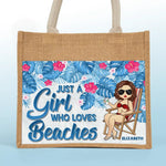 Just A Girl Who Loves Summer - Bestie Personalized Custom Tote Gift Bags, Jute Tote Bags, Beach Bags - Gift For BFF, Sisters, Daughter