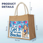 Just A Girl Who Loves Summer - Bestie Personalized Custom Tote Gift Bags, Jute Tote Bags, Beach Bags - Gift For BFF, Sisters, Daughter