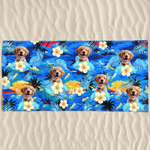 Custom Photo Furry Friends And Sunny Days - Dog & Cat Personalized Custom Beach Towel - Summer Vacation Gift, Birthday Pool Party Gift For Dog Lovers