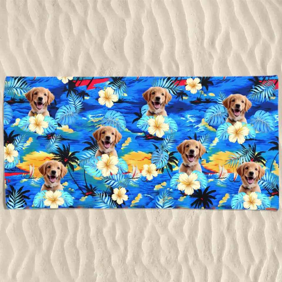 Custom Photo Furry Friends And Sunny Days - Dog 
& Cat Personalized Custom Beach Towel - Summer Vacation Gift, Birthday Pool Party Gift For Pet Owners, Pet Lovers