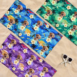Custom Photo Furry Friends And Sunny Days - Dog & Cat Personalized Custom Beach Towel - Summer Vacation Gift, Birthday Pool Party Gift For Dog Lovers