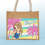 Summer Vibe - Bestie Personalized Custom Tote Gift Bags, Jute Tote Bags, Beach Bags - Gift For Bestie, BFF, Sisters