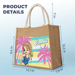 Summer Vibe - Bestie Personalized Custom Tote Gift Bags, Jute Tote Bags, Beach Bags - Gift For Bestie, BFF, Sisters