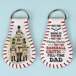 Part-Time Pitching Machine Full-Time Dad - Family Personalized Custom Leather Keychain - Gift For Family Members
