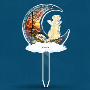 Un morceau de notre cœur vit au paradis - Piquet de jardin commémoratif personnalisé en acrylique style vitrail - Cadeau de condoléances pour les propriétaires et les amoureux des animaux