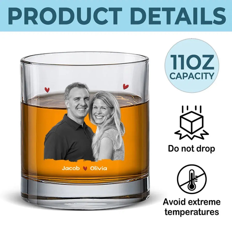 Custom Photo Congrats On Being My Husband - Couple Personalized Custom Whiskey Glass - Gift For Husband, Wife, Couple