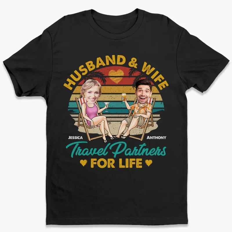 Custom Photo Travel Partners For Life - Couple Personalized Custom Unisex T-shirt, Hoodie, Sweatshirt - Gift For Couple, Husband, Wife