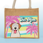 Fur Mom - Dog & Cat Personalized Custom Tote Gift Bags, Jute Tote Bags, Beach Bags - Gift For Dog Lovers, Cat Lovers, Mom
