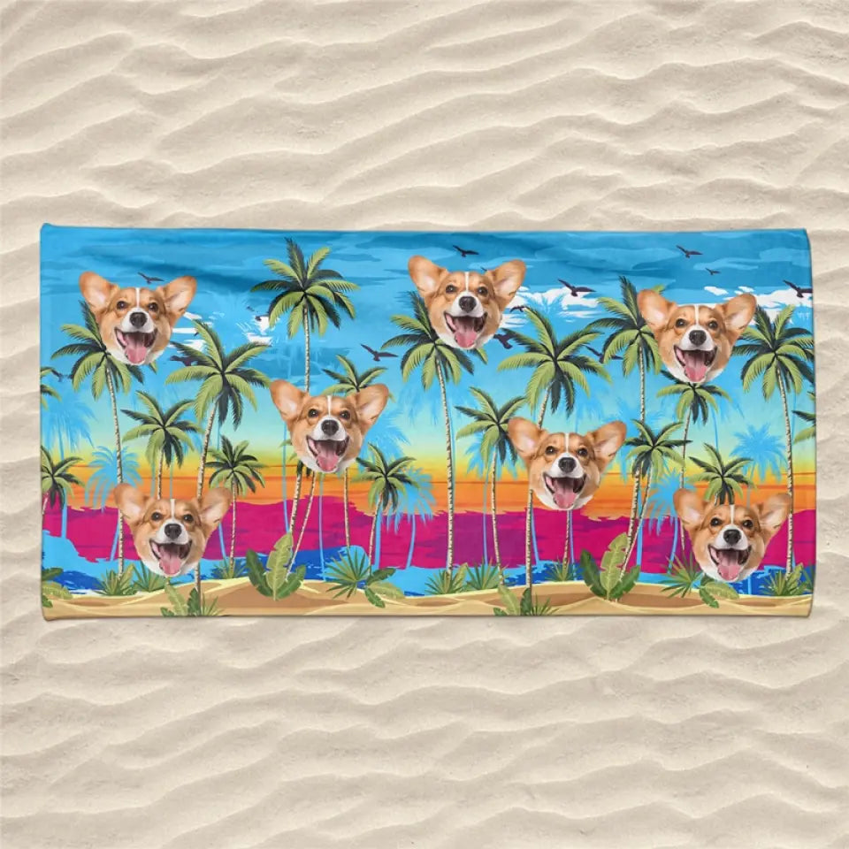 Custom Photo Love The Sun And Get A Tan - Dog & Cat Personalized Custom Beach Towel - Summer Vacation Gift, Birthday Pool Party Gift For Pet Owners, Pet Lovers