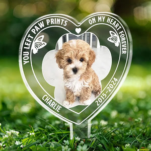 Photo personnalisée « Tu es toujours un ange dans mon cœur » – Piquet de jardin en acrylique personnalisé de style vitrail – Cadeau de condoléances pour les propriétaires et les amoureux des animaux