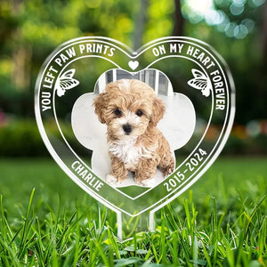 Photo personnalisée « Tu es toujours un ange dans mon cœur » – Piquet de jardin en acrylique personnalisé de style vitrail – Cadeau de condoléances pour les propriétaires et les amoureux des animaux