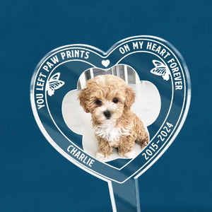 Photo personnalisée « Tu es toujours un ange dans mon cœur » – Piquet de jardin en acrylique personnalisé de style vitrail – Cadeau de condoléances pour les propriétaires et les amoureux des animaux