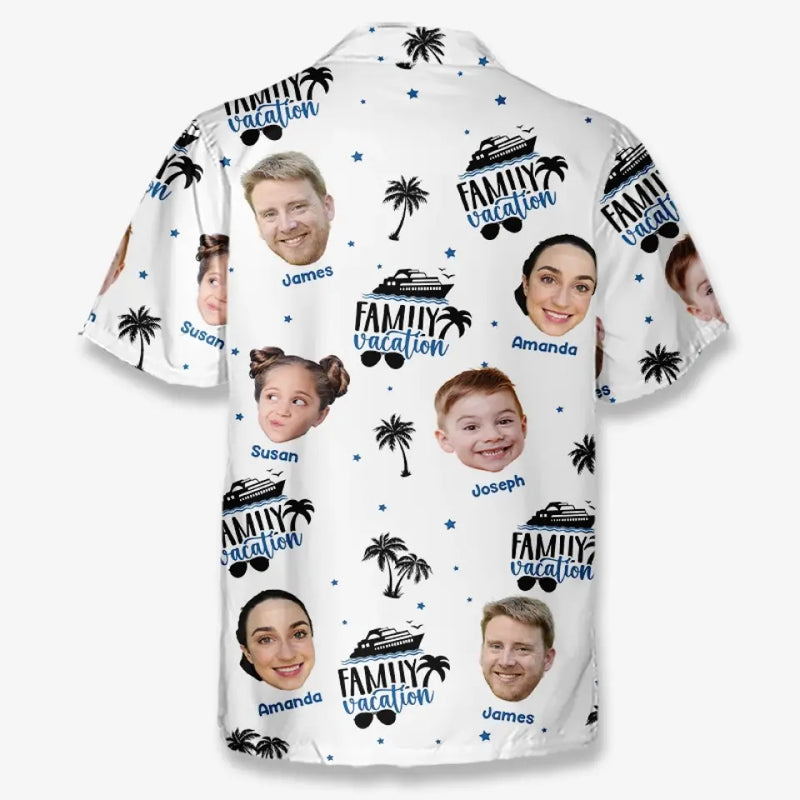 Custom Photo Happiness Is A Summer Day With Family - Family Personalized Custom Unisex Tropical Hawaiian Aloha Shirt - Summer Vacation Gift For Family