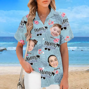 Photo personnalisée L'été a été notre meilleure saison - Chemise hawaïenne tropicale unisexe personnalisée pour la famille - Cadeau de vacances d'été, cadeau pour les membres de la famille